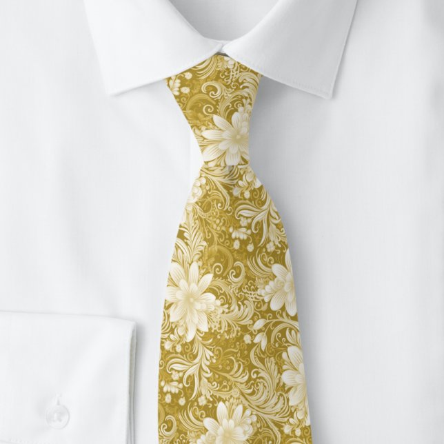 Corbata Cosecha de Batik Floral Dorado (Subido por el creador)
