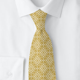 Corbata Cosecha Hojas y Líneas Doradas