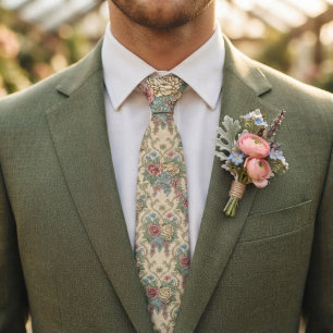Corbata Cottagecore Botánico Floral Vintage