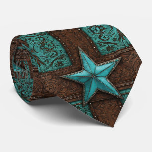 Corbata Country Cowboy Brown Turquoise Western Star