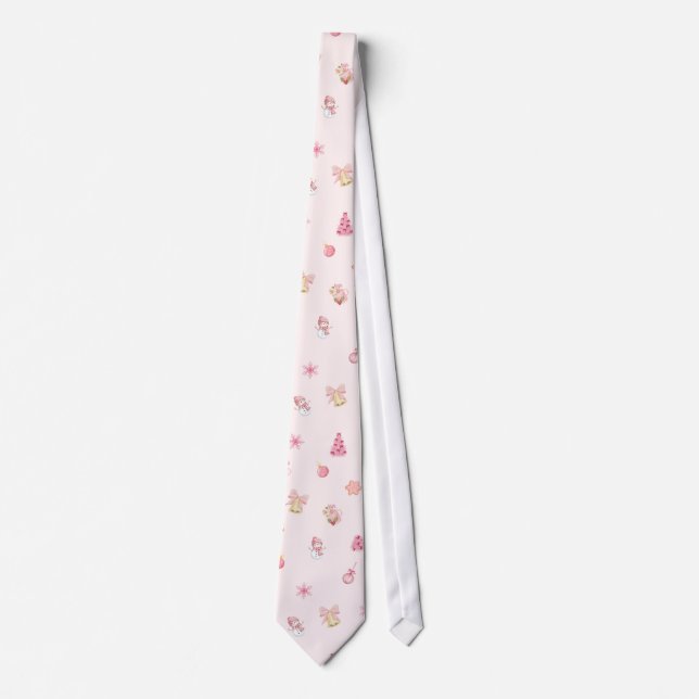 Corbata Cozy Pink Christmas Pattern (Anverso)