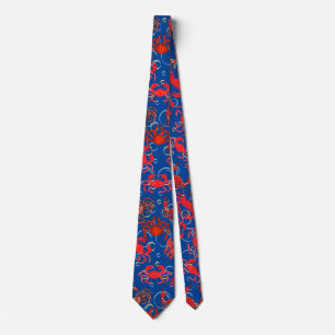 Corbata Crabs Patternx4 Blue BG