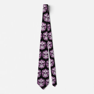 Corbata Cráneo de azúcar morado