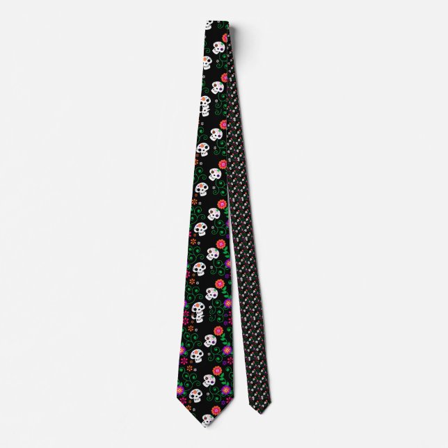 Corbata cráneo de azúcar negro (Anverso)