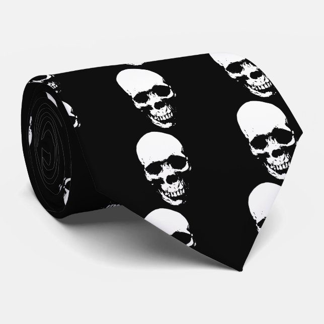 Corbata Cráneo de Paro Blanco (Enrollado)