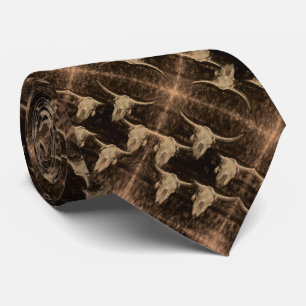 Corbata Cráneo de toro de campo occidental Sepia marrón ar