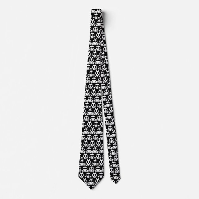 Corbata cráneo espeluznante sobre un fondo negro (Anverso)
