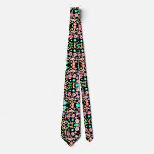 Corbata Cráneo floral colorido lindo