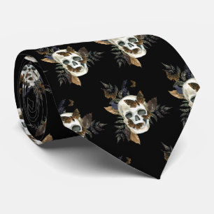 Corbata Cráneo gótico Negro botánico