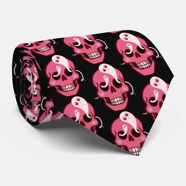 Corbata Cráneo Gracioso Con Ghosts Halloween (Enrollado)