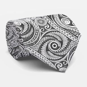 Corbata Crea Tu Propio Tribal Festivo Elegante Blanco y Ne
