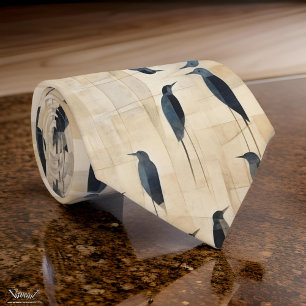 Corbata Cream Beige Crows Tie