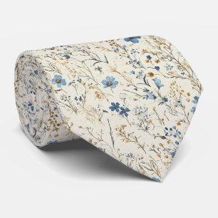 Corbata Cream & Cornflower Boda de flores silvestres