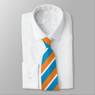 Corbata Crema naranja y polvo azul diagonalmente rayado
