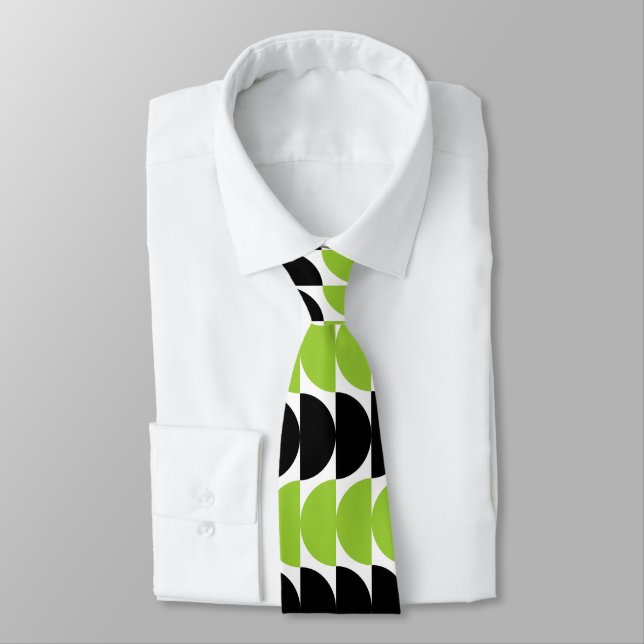 Corbata Crescentes Alternados 02 - Verde Marciano y Negro (Atado)