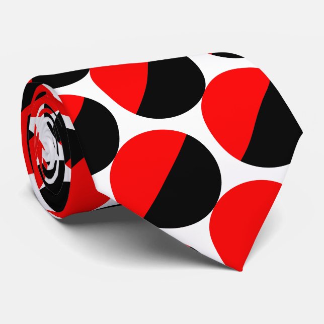 Corbata Crescentes Alternos 05a - Rojo y Negro (Enrollado)