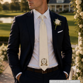 Corbata Crest de Golf de Boda Iniciales de Parejas para el