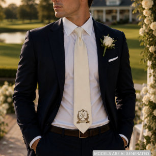 Corbata Crest de Golf de Boda Iniciales de Parejas para el