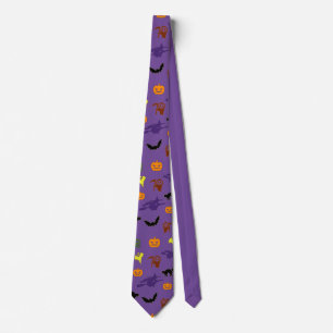 Corbata Criaturas de Halloween Brujas Murciélagos Calabaza