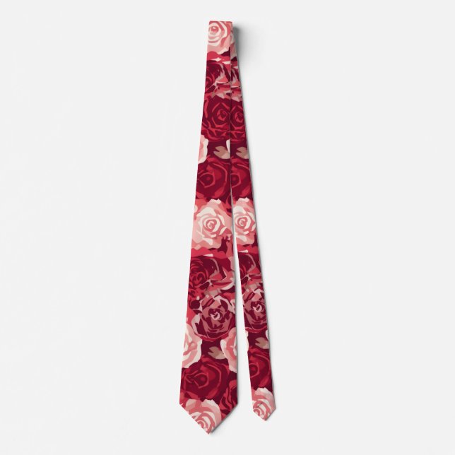 Corbata Crimson & Blush Seamless Rose Pattern (Anverso)