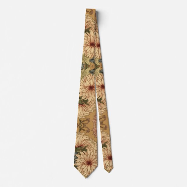 Corbata Crisantemos Florales Art Nouveau de William Morris (Anverso)