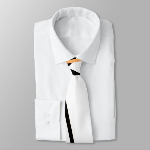 Corbata Criss Crossed Tangerine and Black Stripes on White