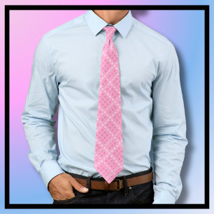 Corbata Crisscross Gingham Check Rosa y Cuello Blanco