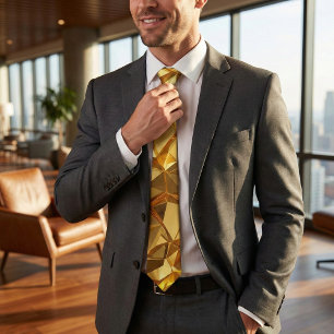 Corbata Cristal Geométrico Facetado Dorado