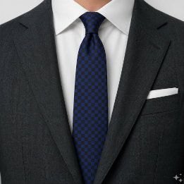 Corbata Croatian Blue and Black Checkerboard Pattern