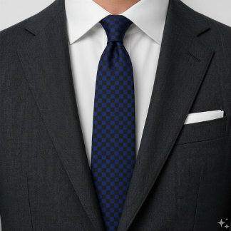 Corbata Croatian Blue and Black Checkerboard Pattern