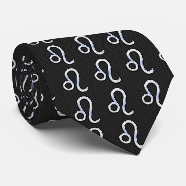 Corbata Cromado como el Rótulo Leo Zodiac en la decoración (Enrollado)