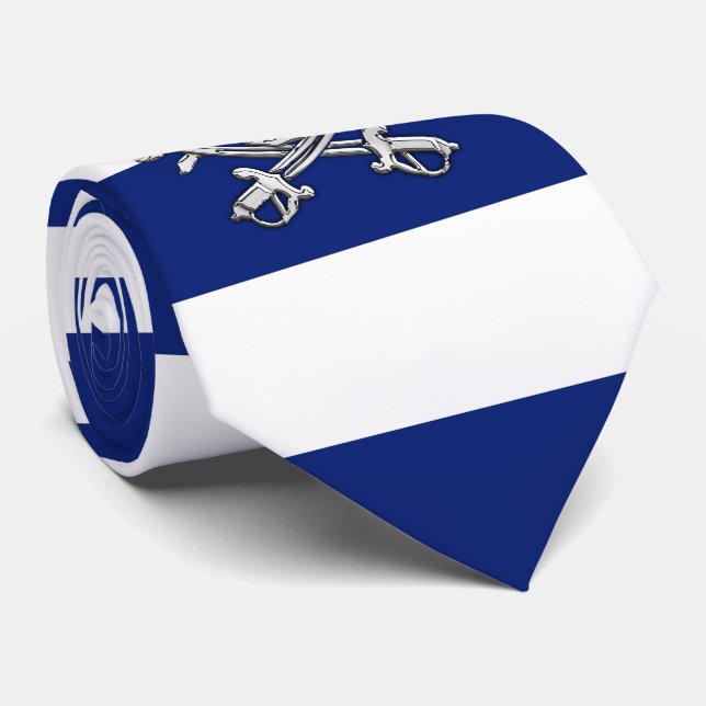 Corbata Cromado como Pirata en franjas azul marino náutico (Enrollado)