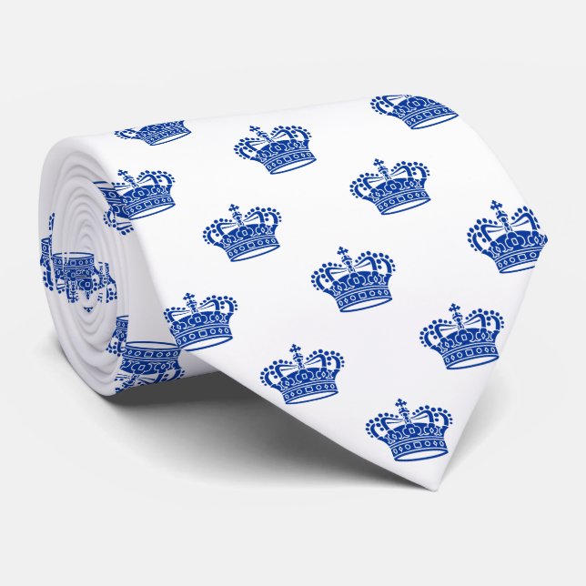 Corbata Crown 01 - Azul marino sobre blanco (Enrollado)