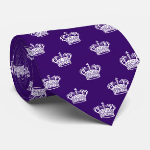 Corbata Crown 01 - Blanco sobre morado profundo