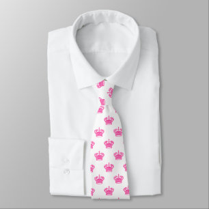 Corbata Crown 01 - Hot Pink on White