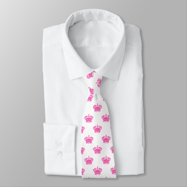 Corbata Crown 01 - Hot Pink on White (Atado)