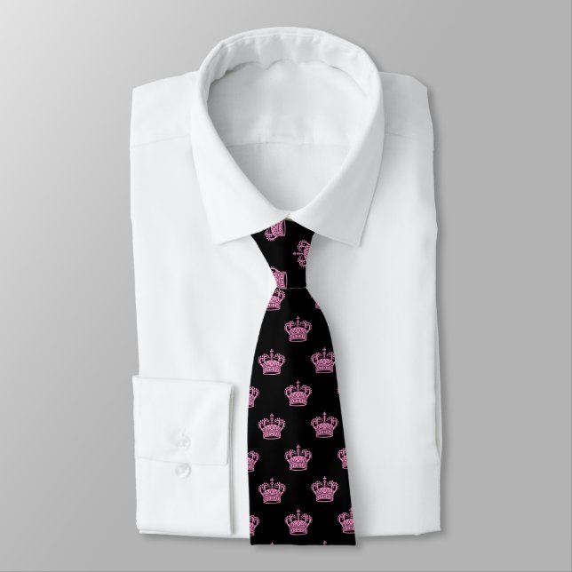 Corbata Crown 01 - Pink on Black (Atado)