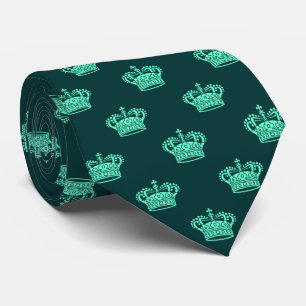 Corbata Crown 01 - Turquesa sobre verde oscuro