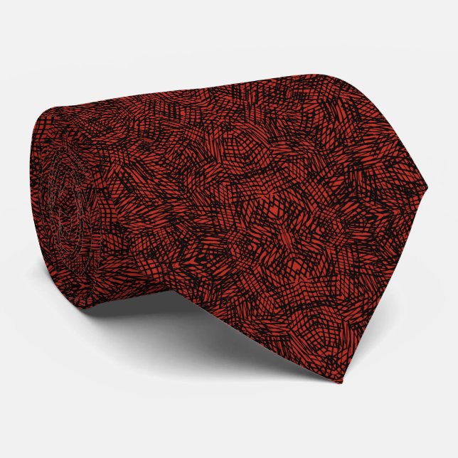 Corbata Cruce negro contemporáneo sobre óxido rojo (Enrollado)