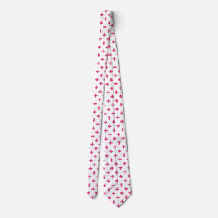 Corbata Cruces de polka de Fuchsia sobre blanco