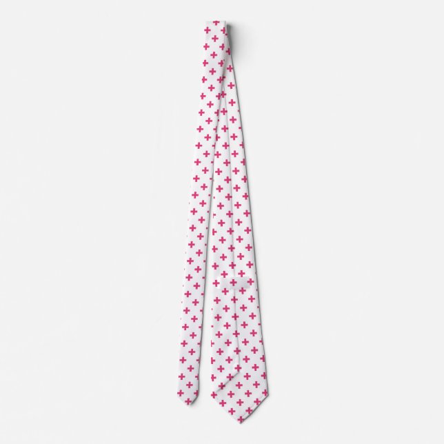 Corbata Cruces de polka de Fuchsia sobre blanco (Reverso)
