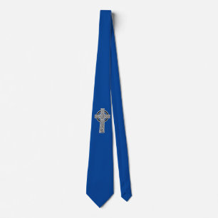 Corbata Cruz celta en fondo azul
