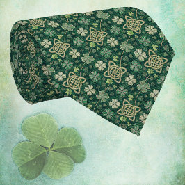 Corbata Cruz celta y trébol irlandés con aspecto vintage