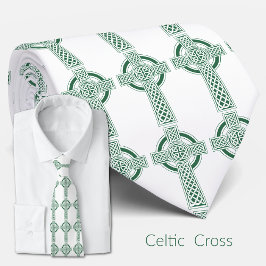 Corbata Cruz Céltica Verde Irlandesa St Patricks Day Relig