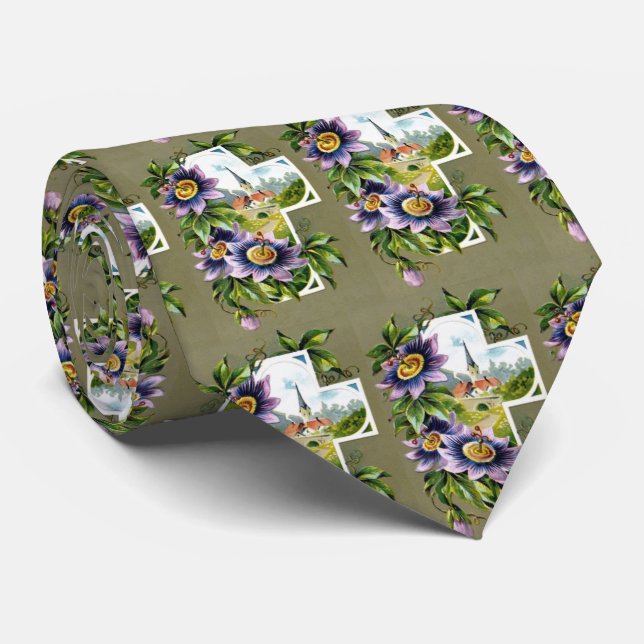 Corbata Cruz con las flores del Clematis (Enrollado)