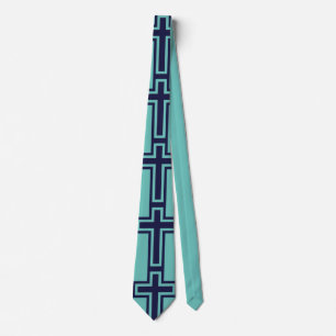 Corbata Cruz cristiana azul diferentes variantes