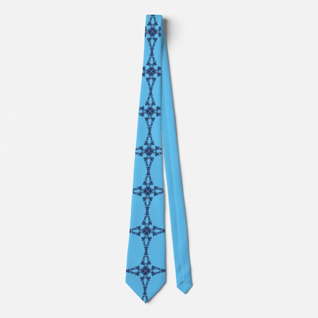 Corbata Cruz Cristiana con Adorno Azul (Anverso)