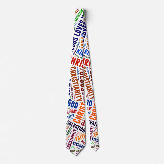 Corbata Cruz cristiana de palabra colorida (Anverso)
