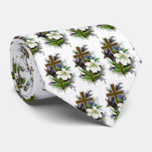 Corbata Cruz cristiana dorada