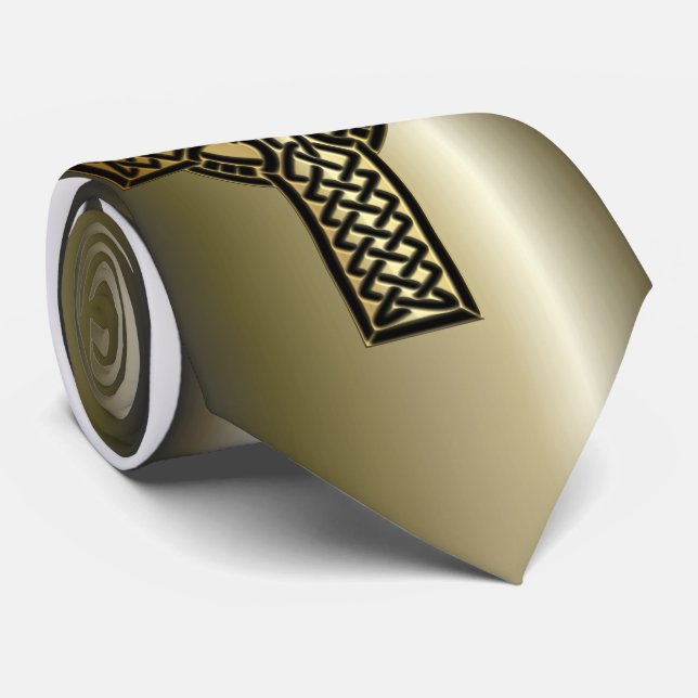 Corbata Cruz de nudo celta en oro y negro (Enrollado)